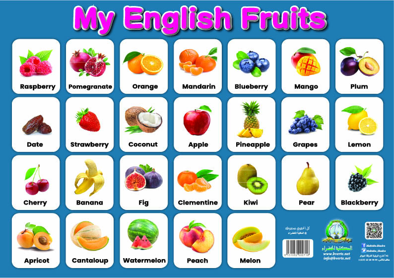 Planche- Fruits -Anglais-